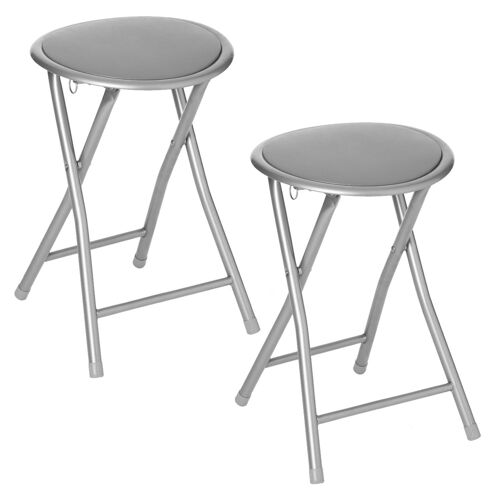 Lot de 2 Tabourets pliants en PVC - Gris
