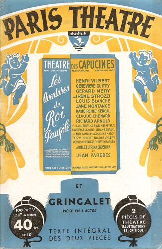 Paris Theatre  N° 10 : Les Aventures Du Roi Pausole Et Gringalet