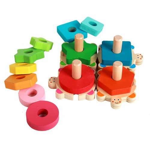 Jouets En Bois Jeu A Empiler,Jouet Montessori Enfants Bebe Jeux Educatif Géométriques Forme Stack Tri Et Motricité,Jouet Pour Enfants 2 3 4 Ans