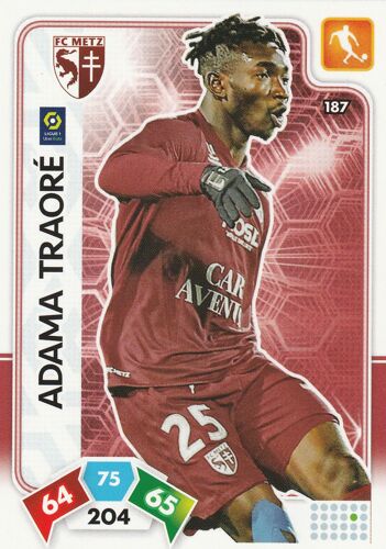 Carte Panini Foot - N° 187 - Adrenalyn Xl 2020 / 2021 - Adama Traore - Metz