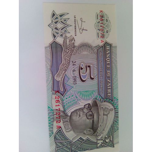 Billet 5 Makuta Zaire 1993