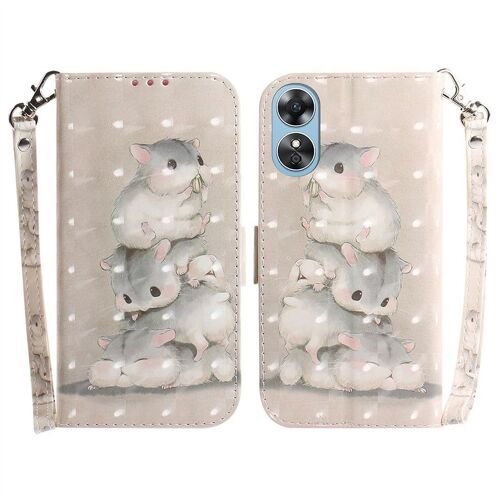 Saturcase Coque Pour Oppo A17, Beau 3d Motif Pu Cuir Magnétique Flip Portefeuille Support Porte-Carte Protecteur Housse Étui Avec Dragonne Pour Oppo A17 (Td-6)