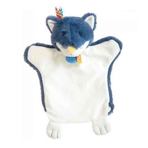 Doudou Marionette Loup Bleu Blanc Indien Doudou Et Compagnie Peluche Naissance Jouet Bebe D&c Animal Foret Cuddly Toys Plush Comforter Baby Wolf Fox Bleu White Security Blanket