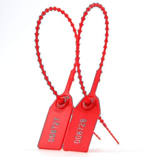 100 scellés anti-sabotage en plastique, attaches zippées pour extincteurs Pull Tite Étiquettes de sécurité numérotées cravate autobloquante jetable 250mm Longueur (rouge)