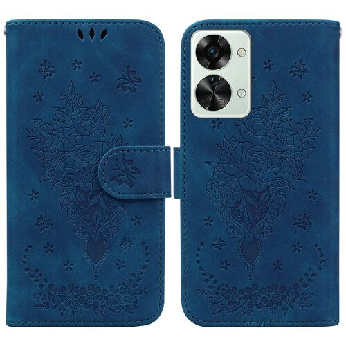 Saturcase Coque Pour Oneplus Nord 2t, Une Rose Pu Cuir Magnétique Flip Portefeuille Support Porte-Carte Dragonne Protecteur Housse Étui Pour Oneplus Nord 2t (Bleu)
