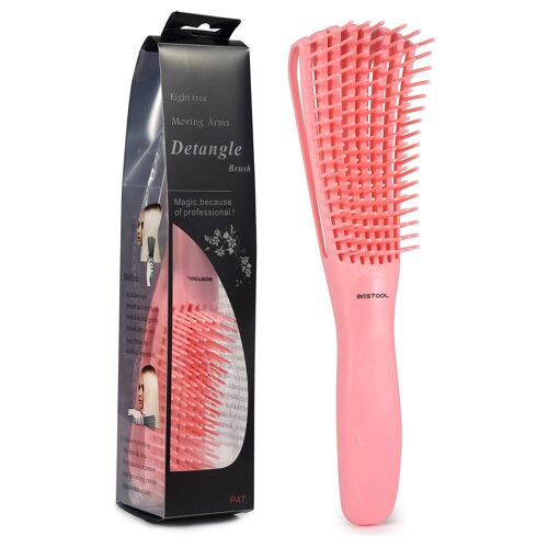 Brosse À Cheveux-Brosse À Lisser En Nylon Antistatique Du Cuir Chevelu Convient Aux Brosses Démêlantes Douces - Rose 