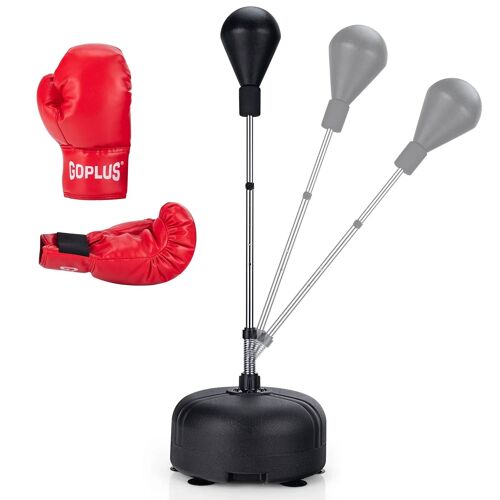 Punching Ball Sur Pied Réglable 140-158 Cm Avec Base Lestée Et Ventouses Pour Un Entraînement Efficace En Pu Noir Helloshop26 20_0020739