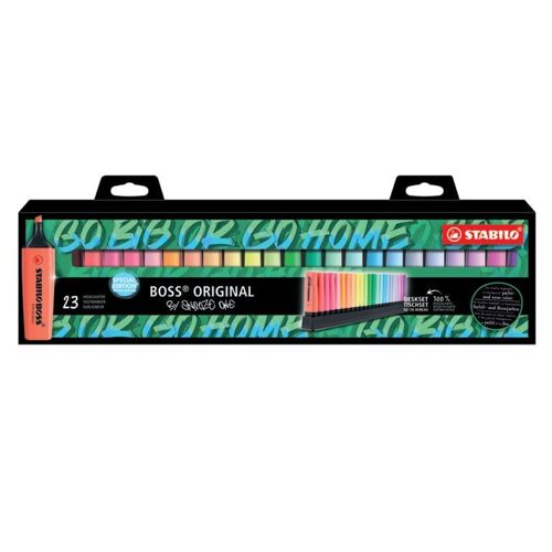Surligneurs - Stabilo Boss - 23 Couleurs Fluos Et Pastel - Edition Limitée - Avec Support De Bureau
