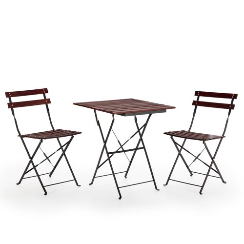Ensemble Bistro De Jardin 3 Pièces Noir, Table Et 2 Chaises