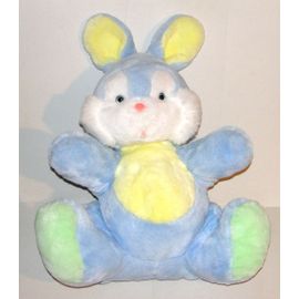 Peluche Lapin Bleu Jaune Vert Nounours Grand Model Assis 60 Cm