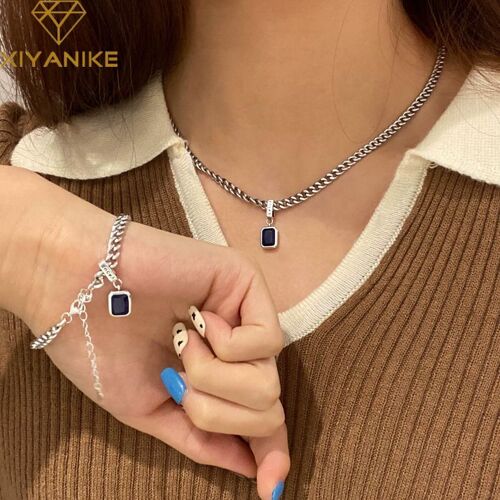 Xiyanike ¿ Ensemble De Colliers Et Bracelets Vintage En Zircon Bleu Pour Femmes, Bijoux De Luxe Sexy À La Mode, Tendance, Cadeau De Fête, Nouvelle Collection 2022