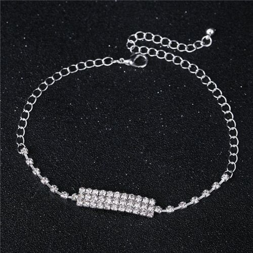Bracelet De Cheville En Argent Extensible Avec Biscuits, Chaîne De Rinçage, Bijoux De Pied, Bracelet En Cristal, Document De Mode, Nouveau, 2021, 1 Rangée, 2 Rangées, 3 Rangées, 4/5 Rangées