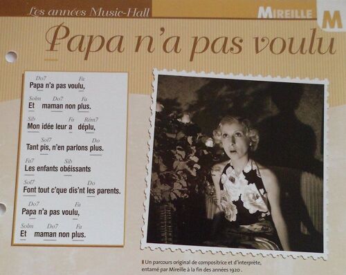 Fiche Chanson Papa N'a Pas Voulu Mireille