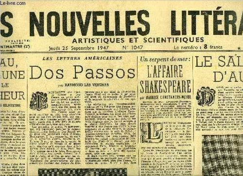 Les Nouvelles Littéraires, Artistiques Et Scientifiques N° 1047 - L Eau, La Lune Et Le Pêcheur Par Charles Silvestre, Les Lettres Américaines, Dos Passos Par Raymond Las Vergnas, Un Serpent De Mer : L(...)