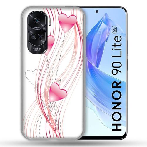 Coque Renforcée Pour Honor 90 Lite 5g Amour Coeur Rose Montant Sur Blanc