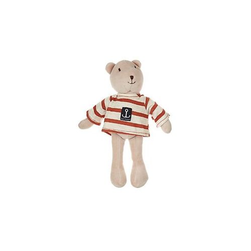 Doudou Peluche Ours Bear Bar Encre Marin Pull Orange Rayé Beige 24 Cm