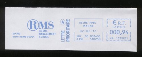Ema Empreinte Machine Affranchir Postage Meter Footprint Rms Reims Management School 0,94euro 02.02.2012 France Fragment
