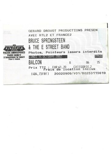 Ticket Concert Bruce Springsteen 14.10.02