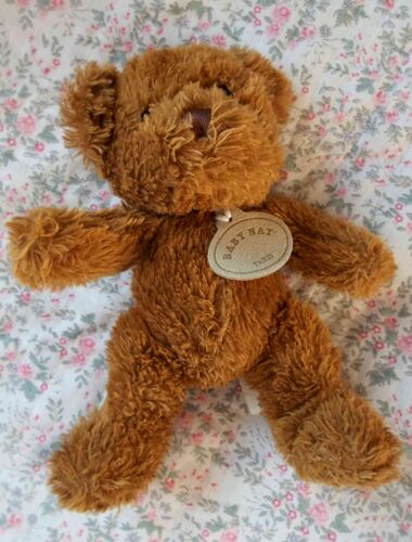 Peluche Doudou Ours Brun Marron Baby Nat Babynat 19 Cm Poils Longs Très Doux! Teddy Bear Médaillon