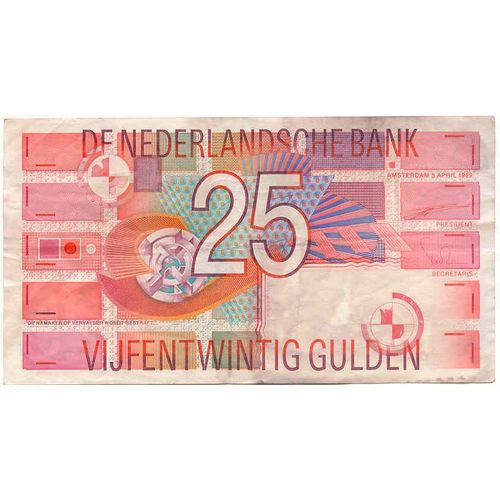 Billet 25 Gulden Pays-Bas 1989