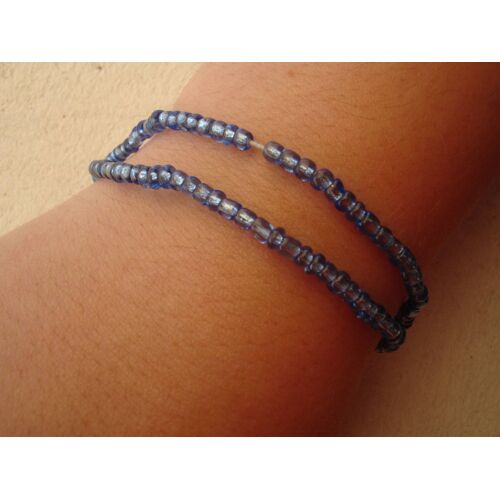 2 Bracelets Élastiques À Perles Rondes Bleues