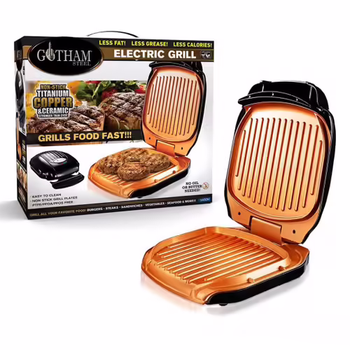 Grill Électrique Gotham Steel - Venteo - Grill Électrique Avec Un Bac Récupérateur De Graisse - Noir - Adulte
