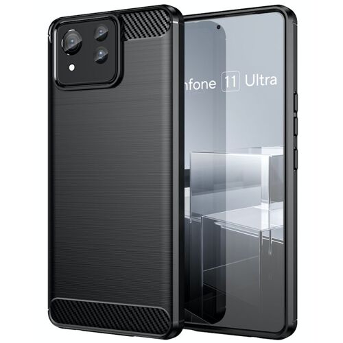 Coque pour Asus Zenfone 11 Ultra 5G - housse etui silicone gel carbone + verre trempe - NOIR