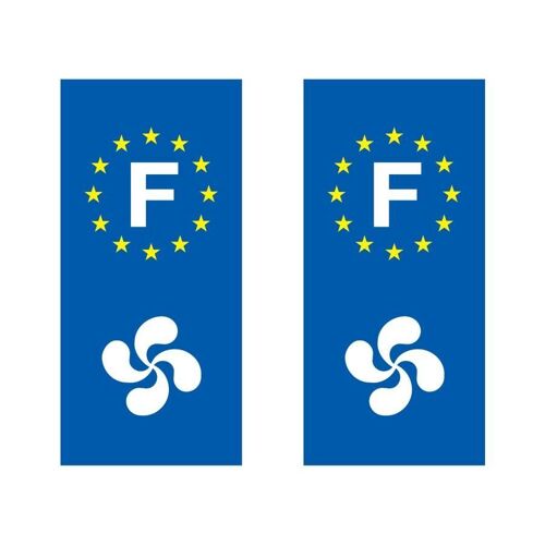 Lot De 2 Sticker Plaque Immatriculation Voiture Logo Régionaux Croix Basque