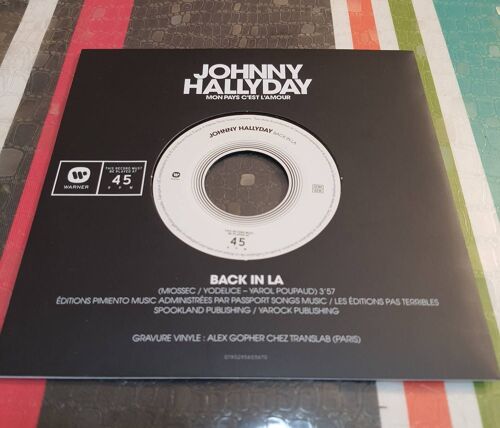 Johnny Hallyday : Back In L.A / 4 M2 . Single Collector Gravure Alex Gopher 