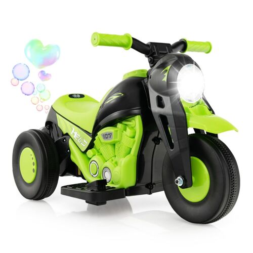 Moto Électrique 6 V Pour Enfants Avec 3 Roues Scooter Avec Créateur De Bulles Klaxon Musique Et Lumières 3 Ans + Vert Helloshop26 20_0006713