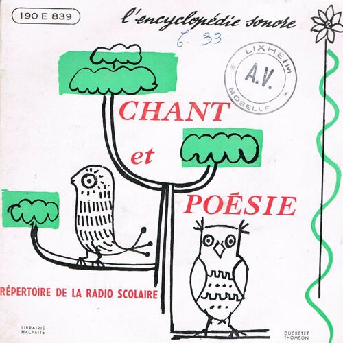 Chant Et Poesie  Repertoirede La Radio Scolaire   N° 190 E839