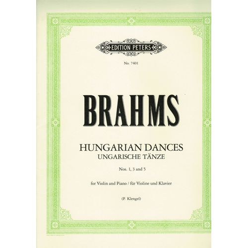 Brahms - Danses Hongroises N) 1-3-5 Pour Violon Et Piano