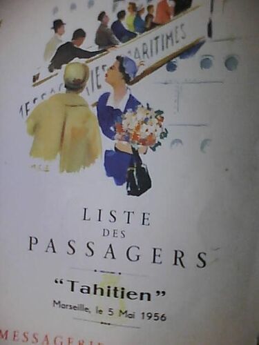 Liste Des Passagers Tahitien Marseille 5/05/1956
