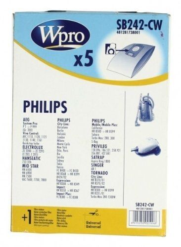 Wpro - Sb242-W - 5 Sacs Aspirateur + 1 Filtre Moteur