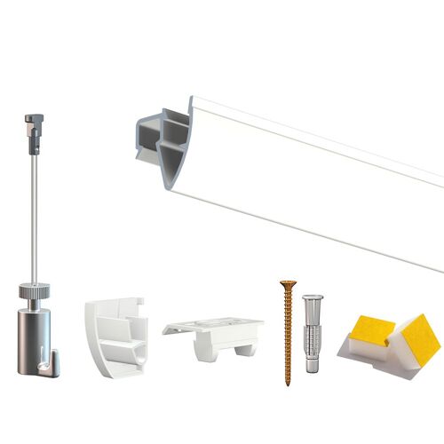 Cimaise Box Artiteq Click Up Plafond PREMIUM 4 mètres blanc - Kit accrochage tableau