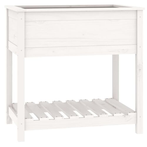 Vidaxl Jardinière Avec Étagère Blanc 82,5x54x81 Cm Bois Massif De Pin
