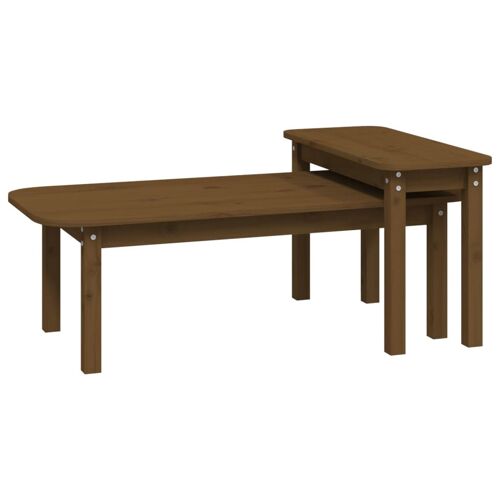 vidaXL Ensemble de tables basses 2 pcs Marron miel Bois massif de pin