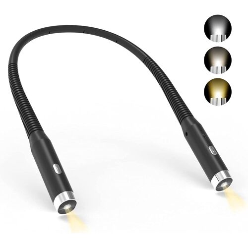 Lampe De Lecture De Cou Rechargeable,Lampe Pour Lecture Au Lit, 3 Couleurs,3 Niveaux De Luminosité,Pliable À 360°,Pour Lecture,Tricot(Noir)