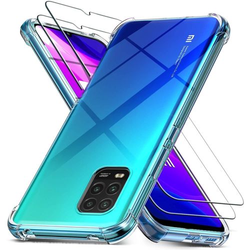 Coque Pour Xiaomi Mi 10 Lite 5g Avec 2 Pièces Verre Trempé Étui Transparent Pour Xiaomi Mi 10 Lite 5g Protection Écran Pour Xiaomi Mi 10 Lite 5g
