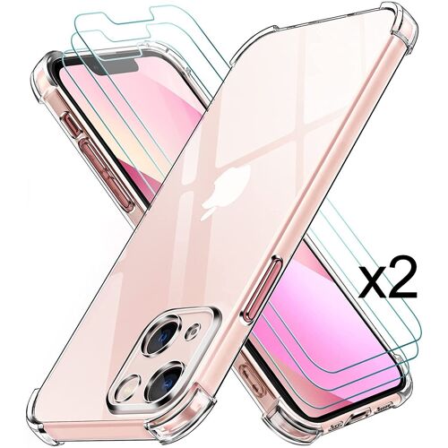 coque iphone 13 Coque Silicone Gel Ultraslim / Transparent + 2 Films Verre Trempé
