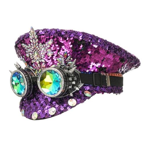 Chapeau De Capitaine Incrusté De Diamants Scintillants Pour Femme Danseuse Comédien Scène Dxaa
