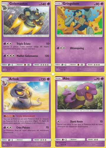 4 Cartes Pokemon - Édition Soleil Et Lune 3,5 Légendes Brillantes