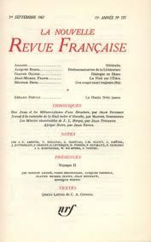 La Nouvelle Revue Française N° 177 Sept 1967