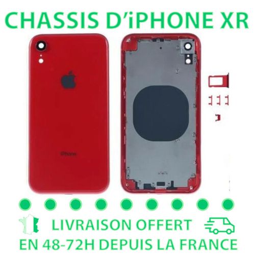 Châssis Coque Vitre Arrière Pour Iphone Xr Rouge Compatible Avec Sim + Bouton Seul