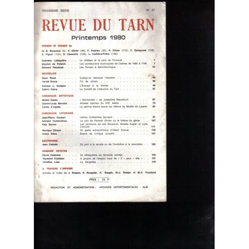 Revue Du Tarn N° 97 Du 01/04/1980