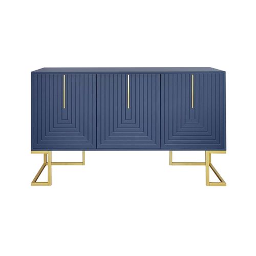 Buffet Haut Avec 3 Portes Bleu Marine 138*40*81cm