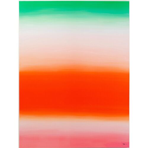 Toile dégradé en coton vert, orange et rose 120x160