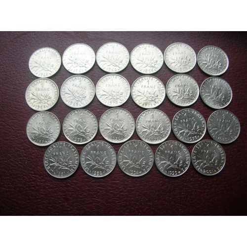 1 Franc Semeuse Lot De 24 Pièces Toutes Differentes De 1960 A 2001
