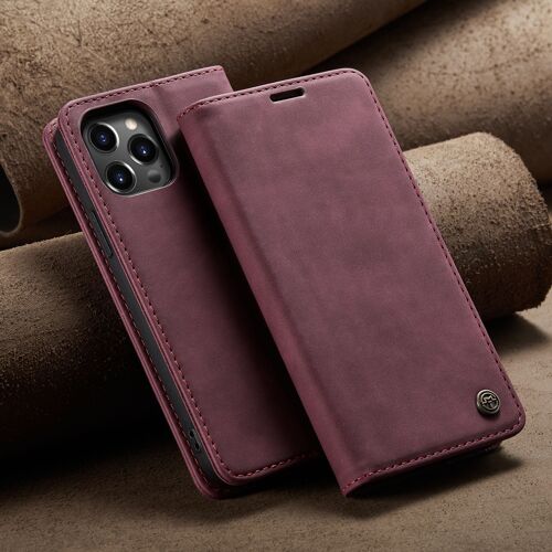 Coque pour iphone 14 nouveau modèle clamshell, stand up cuir PU housse de protection - Rouge