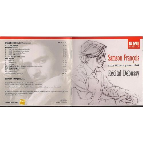 Samson Francois Récital Debussy, Salle Wagram Juillet 1961.